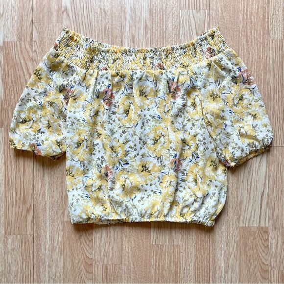 Joie Yellow Off The Shoulder Floral Top - Size: XS - Picture 8 of 8
